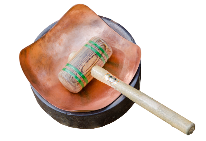 Quantum Cigar Ashtray - Natural Finish Copper in Cast Iron Mandrel & Wood Mallet